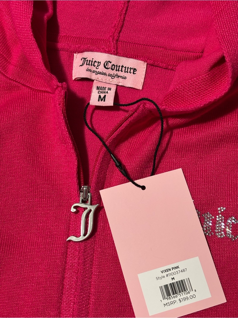Juicy Couture Bright Pink Velour Hoodie & Flared Pants Set Size M - Picture 10 of 12